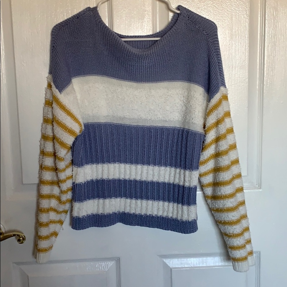 Willow root sweater blue and yellow stripes
